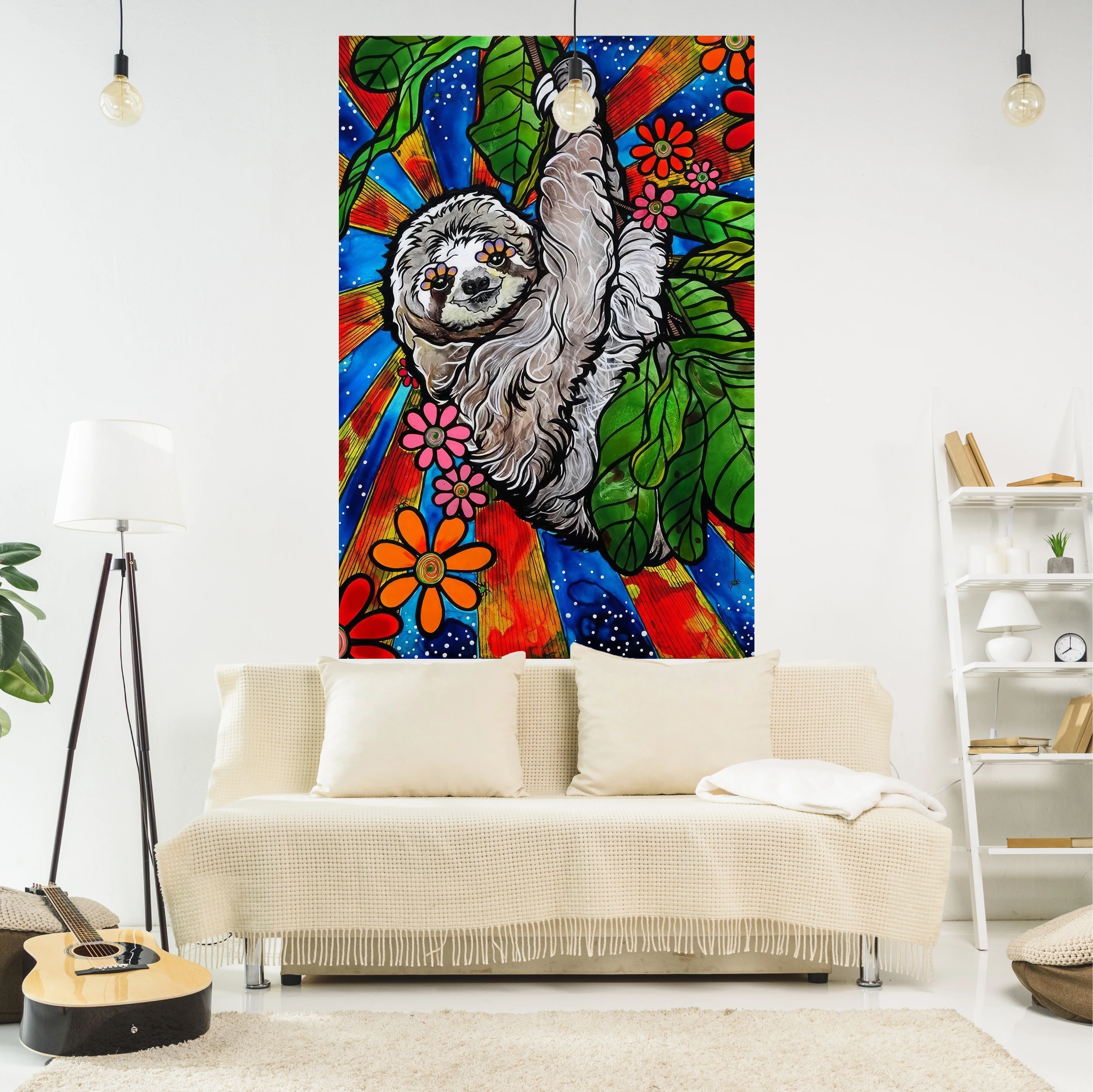 

Cute Animal Tapestry Sloth Painting Printed Artistic Aesthetics Wall Hanging Carpets Bedroom Or Home For Decoration