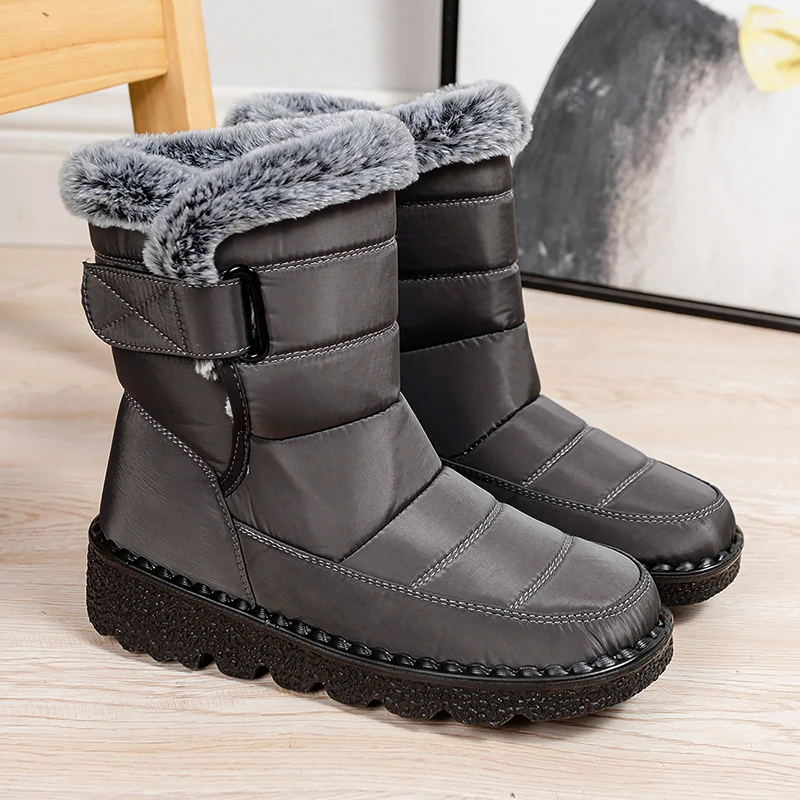 Snow Boots Woman Fashion Women Shoes Platform Shoes Woman Solid Mid Women's High Boots New Botas Mujer Winter Ladies Boots image 3