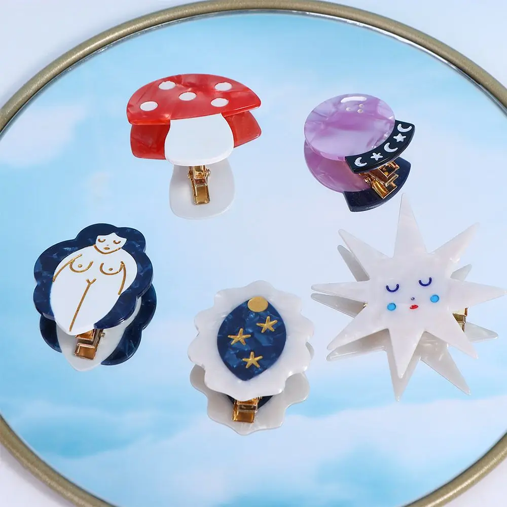 Tale Hairpins Magic Ball Moon Barrettes Ins Hair Clips Star Acetate Hair Clips Women Hairpins Mushroom Korean Duckbill Clips