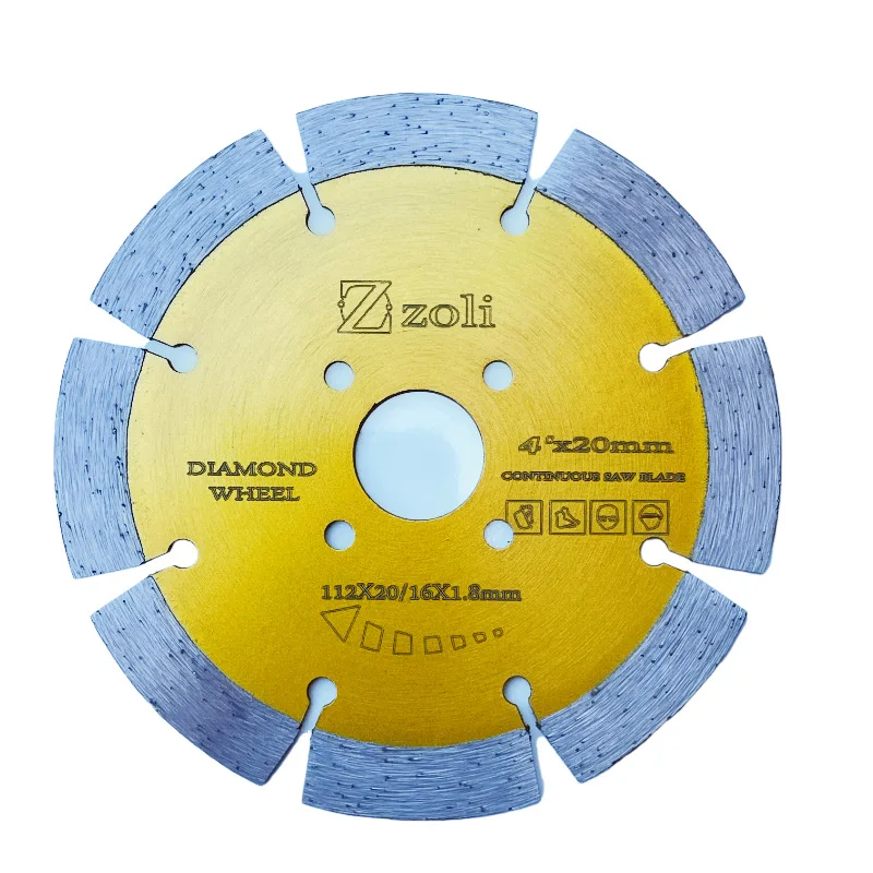 Zoli stone concrete slotted saw blade angle grinder grinding diamond ceramic brick marble cutting piece 114X20