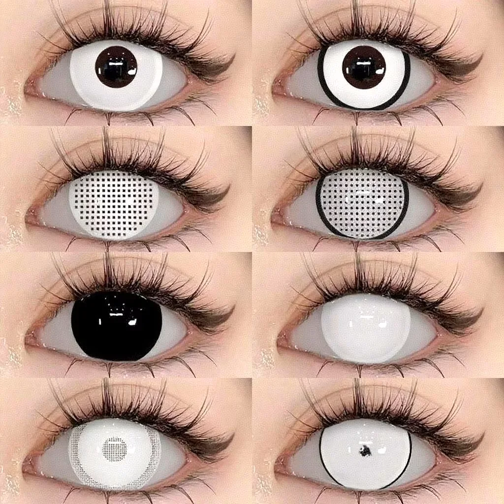 Lentes de Contato Coloridas VISUASHOW Blink Block 14.0mm para Cosplay de Anime e Maquiagem de Festa Temática - Lentes Cosméticas Macias