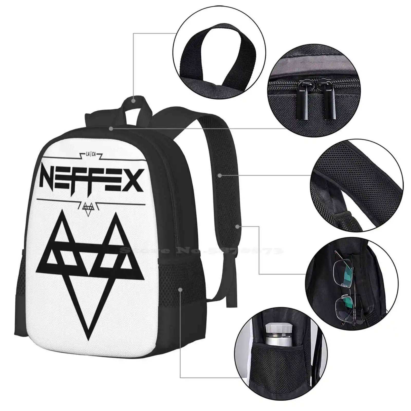 Neffex 2 logotipo preto venda quente mochila moda sacos banda neffex música neffex nação neffex artista do exército