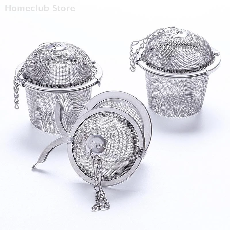 Tea Spice Strainer Seasoning Ball Mesh Herbal Ball Stainless Steel Teakettle Locking Tea Filter