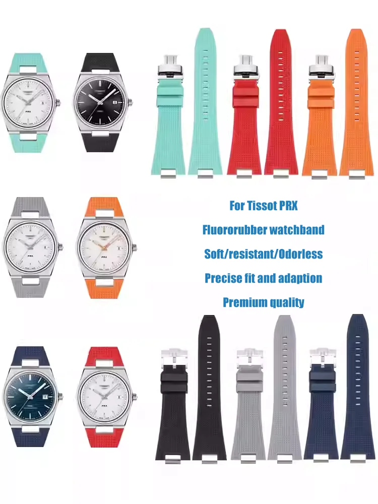 27mm Quick Release Flurorubber Watch Strap for Tissot PRX High Quality FKM Dedicated Watchband Men's Bracelet with Metal Insert
