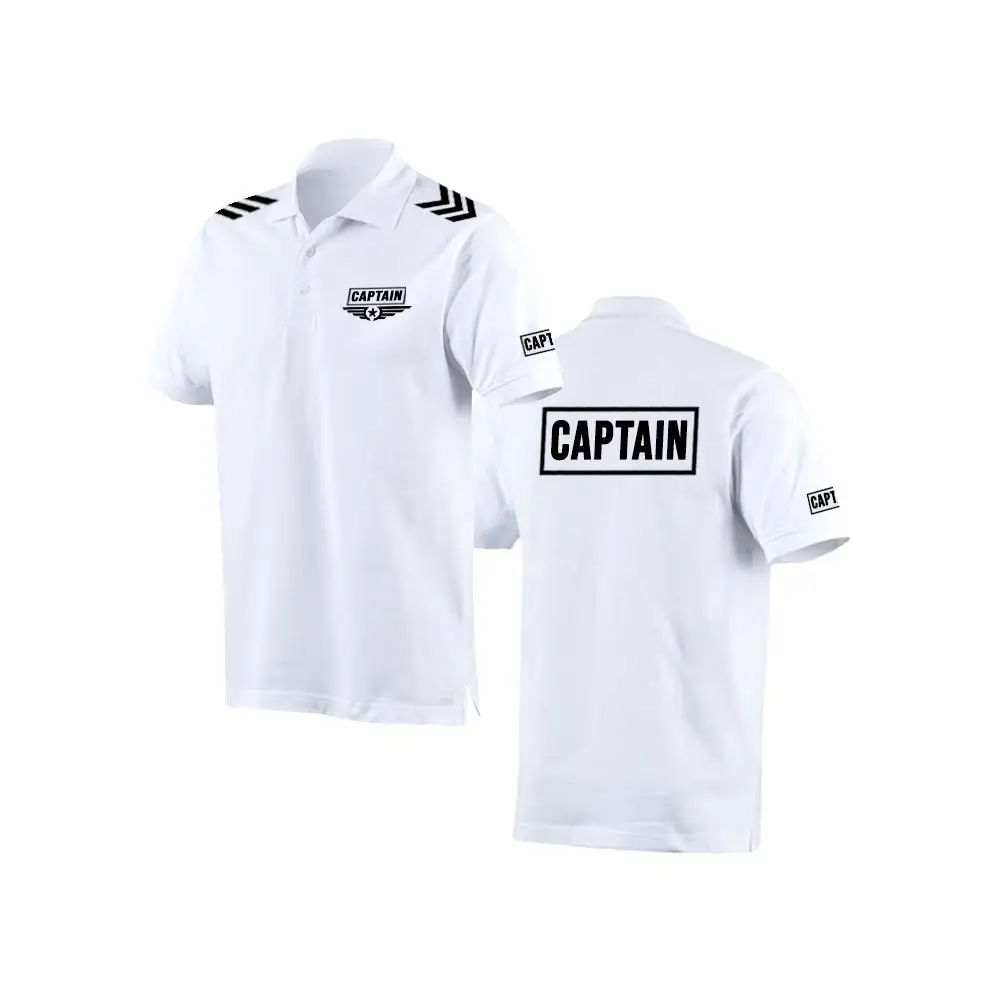 Captain Classic Basics Polo Shirt Business Casual Breathable Short Sleeve Work Uniform Fashion Comfortable Lapel Buttons Tops