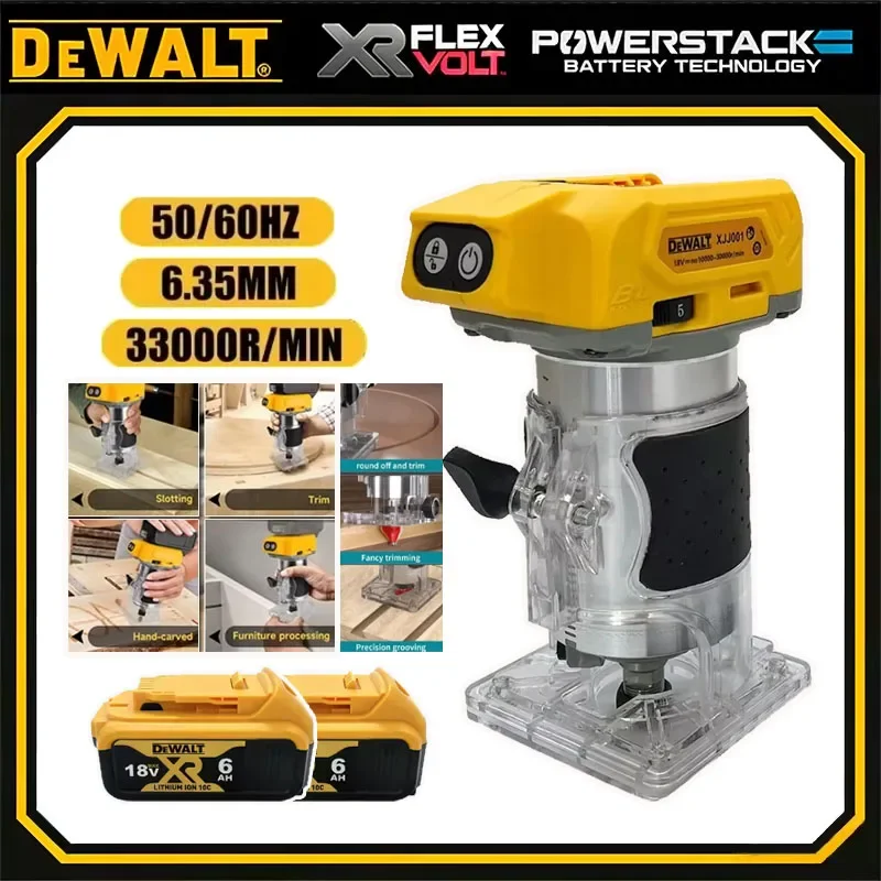 DEWALT 33000RPM Brushless Cordless Wood Trimmer Woodworking Palm Router Rechargeable Milling Engraving Slotting Trimming Machine
