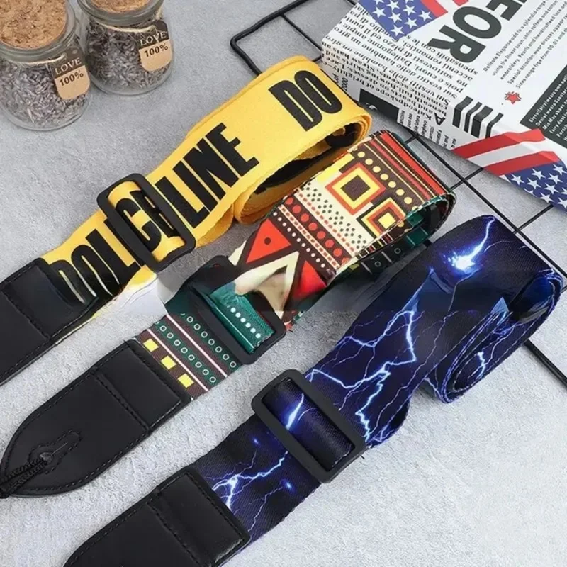 Polyester Printed Electric Guitar Shoulder Strap, Adjustable Length Soft Comfortable Durable for Bass Acoustic Guitars