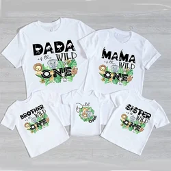 Wild One Family Matching Clother Jungle Party Dad Mom Sister Brother Baby Look Outfits T-shirt One Birthday Family T Shirts Tops