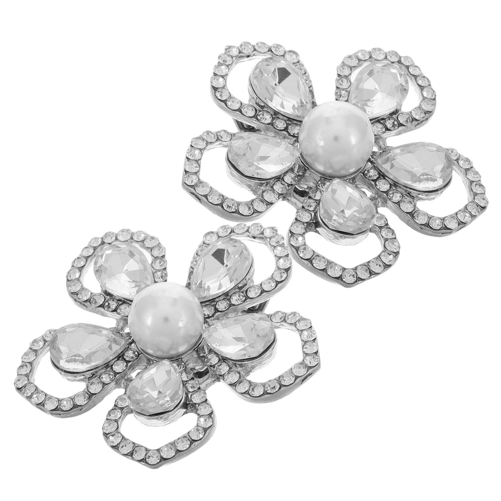 

2pcs Five-Petal Flower Buckles Detachable Rhinestone Clips Zinc Alloy Bling Charms Crystal Decorative Pins For Women High Heel
