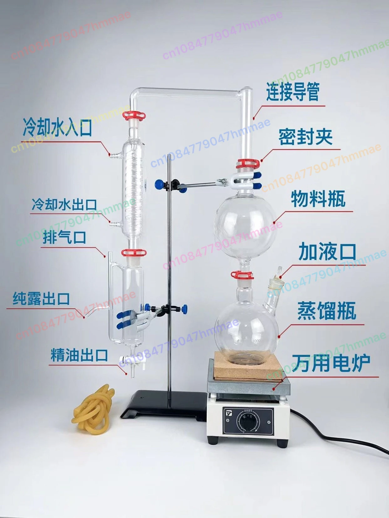 Zestaw do destylacji olejków eterycznych, szklany separator, urządzenie do ekstrakcji, destylator wody, 2000 ml