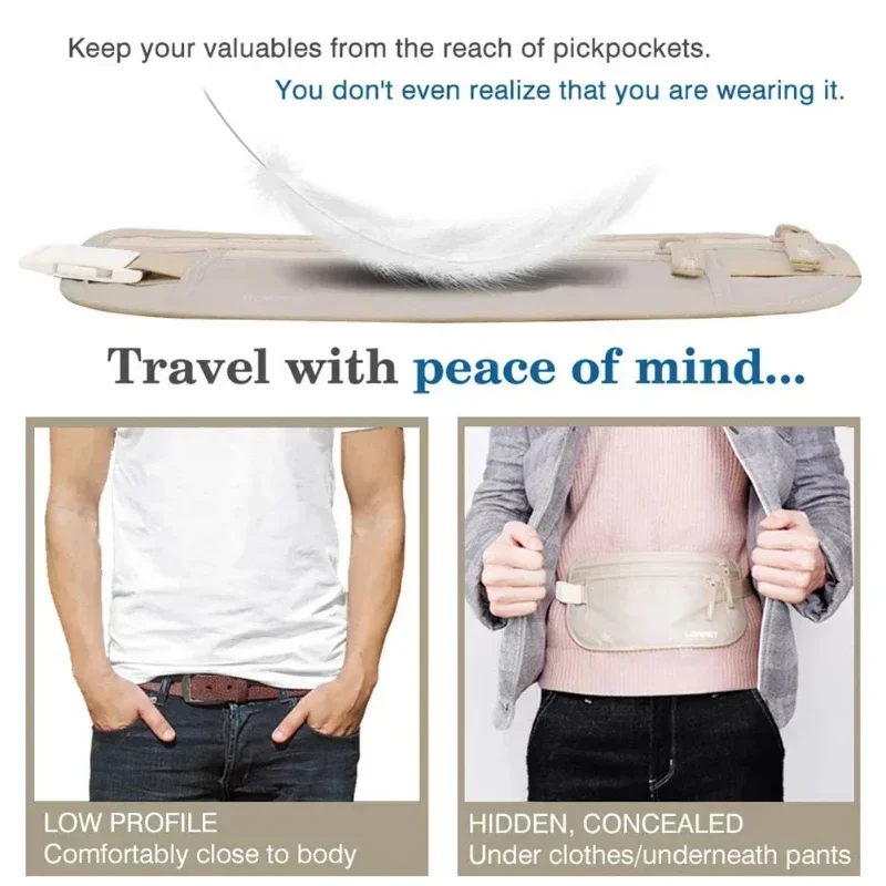 Invisible Travel Waist Packs Pouch for Passport Money Belt Bag Hidden Security Wallet Gift Travel Bag Chest Pack Money Belt Bag