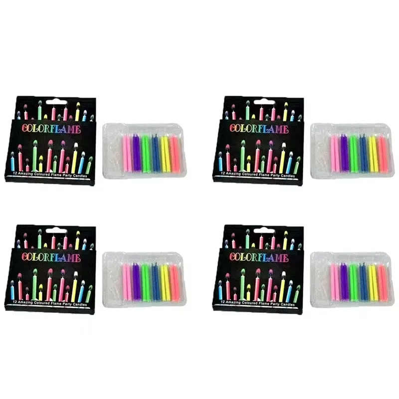 Multicoloured Colourful Flame Candles, 6/12 Pack, Suitable for Birthday Cakes, Birthday Party and Wedding Decorations