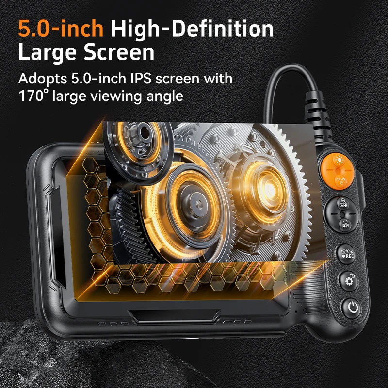 5 \'\'IPS Video Industrial Endoscope 1080P Dual & Single Lens Borescope Inspection Camera IP67 Waterproof Snake Camera For Car