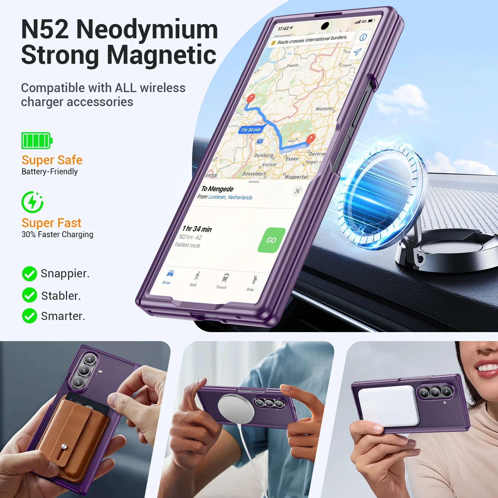 Etui na Samsung Galaxy Z Fold 7 z magnetycznym zapięciem, ochrona zawiasu, PC i TPU, z folią ochronną na ekran, kompatybilne z bezprzewodowym ładowaniem Magsafe. — zdjęcie produktu 4