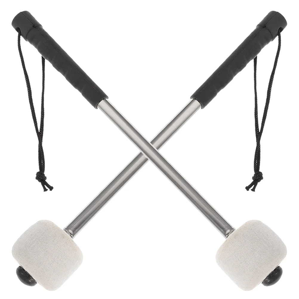 

2 Pcs Drumstick Bass Mallet Wool Felt Head Mallets Percussion Tools Stainless Steel Handle Drumsticks Performance