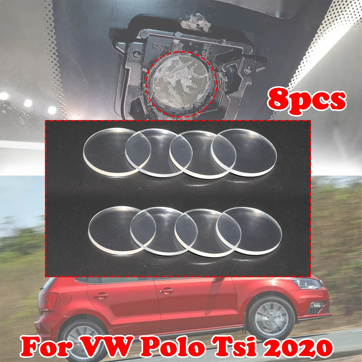 

8X Rain Light Sensor Gel Pad For VW Polo Tsi 2020 Golf mk7 Adhesive Film Silicone Cushion Windscreen Chip Multi-Purpose Tape Car