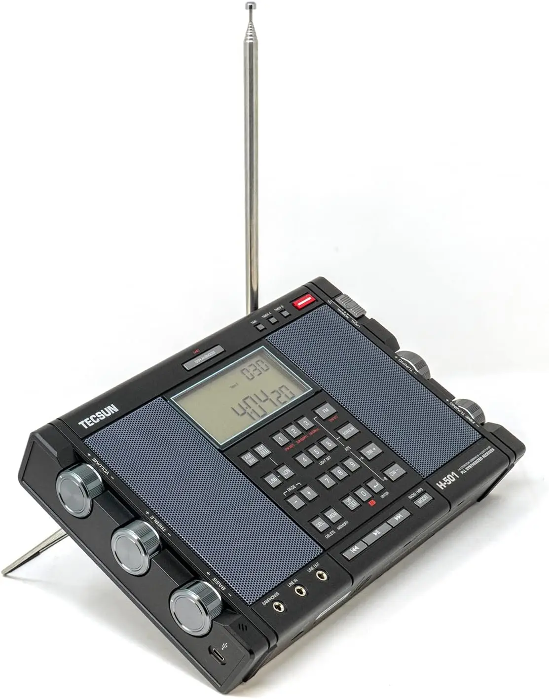 راديو H501 Digital Worldband AM/FM على الموجات القصيرة على الموجات الطويلة مع استقبال SSB ومكبرات صوت مزدوجة ومشغل MP3، أسود غير لامع #4