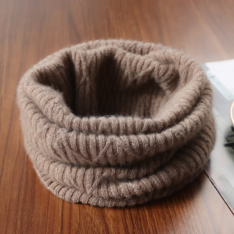 Women 100%Wool Ring Scarf Turtleneck False Collar One Loop Neckerchief Knitted Elastic Warm Soft Pattern Fashion Woolen Scarves
