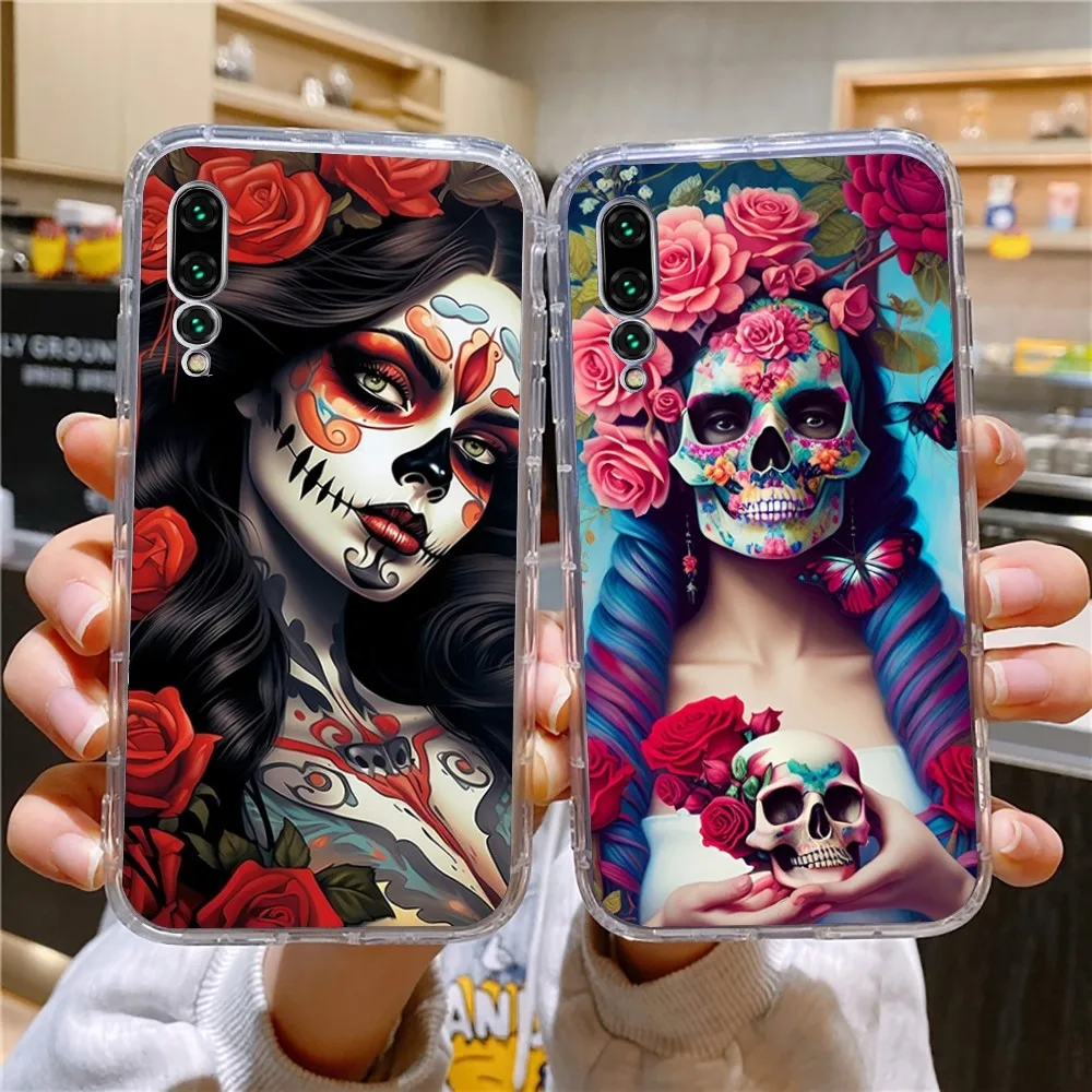 

Mexican Catrina Skull Girl Phone Case For Xiaomi 11 Redmi Note 11 5G 8T 9A 9 10T Note8Pro Note9 12SUltra Transparent Case