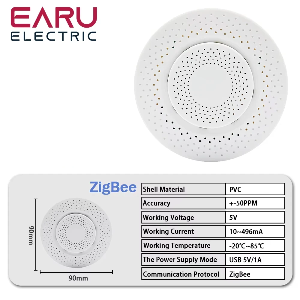 Tuya ZigBee-Detector de monóxido de carbono CO, calidad de caja de aire, alarma de automatización, funciona con la aplicación Smart Life, Alexa y Google Home