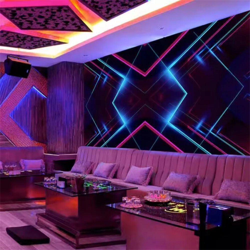 Custom Technology KTV Background wallpapers home decor Technology Black Bar Sense Luminous Wallpaper home Decoration wall decor