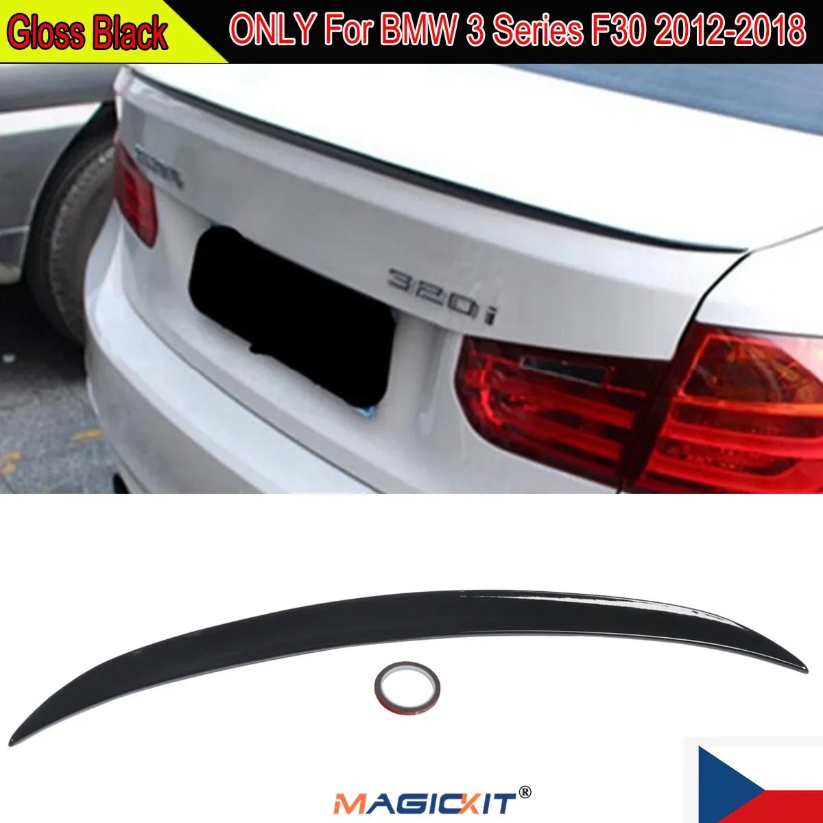 MagicKit FOR BMW 3 SERIES F30 F80 12-18 M PERFORMANCE TYPE TRUNK BOOT SPOILER BLACK GLOSS