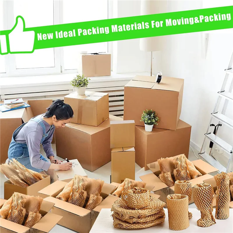

Packing Paper Sheets For Moving, Honeycomb Packing Paper Sheets With 1.6X Stretchability For Shipping, Box Filler