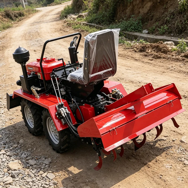 Customized Four‑Wheel Rotary Tiller, Agricultural Wheeled Cultivator, Upgraded Tiller, Multifunctional Plowing Machine