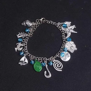 Moana Series Anime Pulseira para Homens e Mulheres, Pulseiras De Charme, Anzol, Bobina De Mosquito, Concha, Gaivota, Veleiro, Acessórios De Presente 12 principais vendas barco da moana - №6