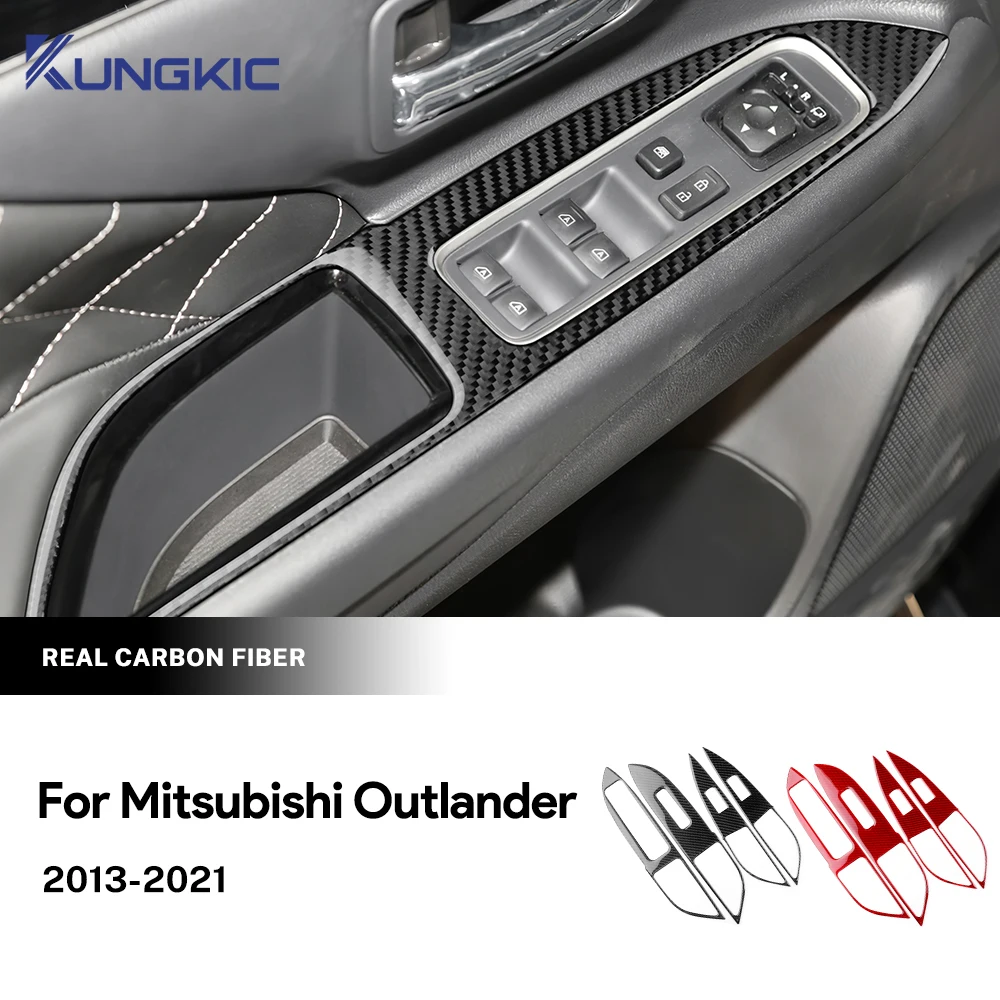 

Настоящее мягкое углеродное волокно для Mitsubishi Outlander 2013 2014 2015 2016 2017 2018 2019-2021, наклейка на кнопку подъема окна автомобиля