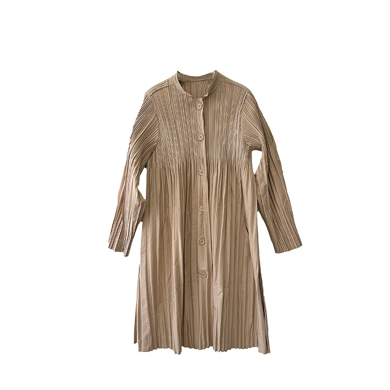Miyake Fold 2025 Autumn/Winter New Windbreaker Coat Women's Fold Western Style Fashionable Loose and Slim Open Dress Pleated