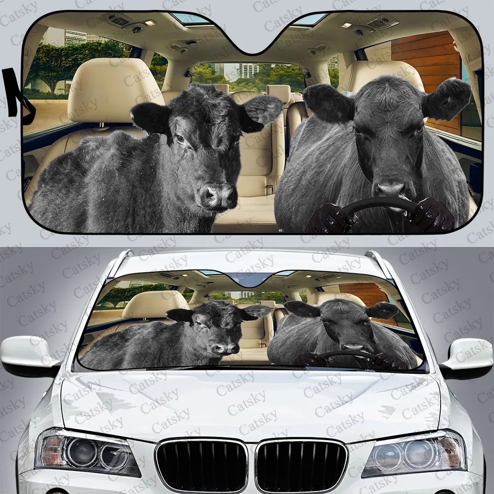 Angus Cattle Car Sunshade, Car Decor Lovers Gift, Windscreen Sun Shield for Car Window Sunshade Cover Foldable Uv Ray Reflector