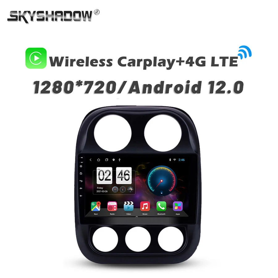 720P 360 Camera 4G SIM Carplay Auto 8G+256G Android 14.0 Car DVD Player GPS Map WIFI Bluetooth Radio For Jeep Compass 2010--2016