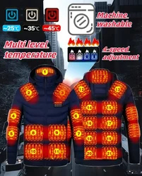 USB 21/23/25  Multi-zone Heating Clothing Fashion Hooded Coat Winter Cold Warm Tooling Jacket Simple Solid Color Men's Clothing