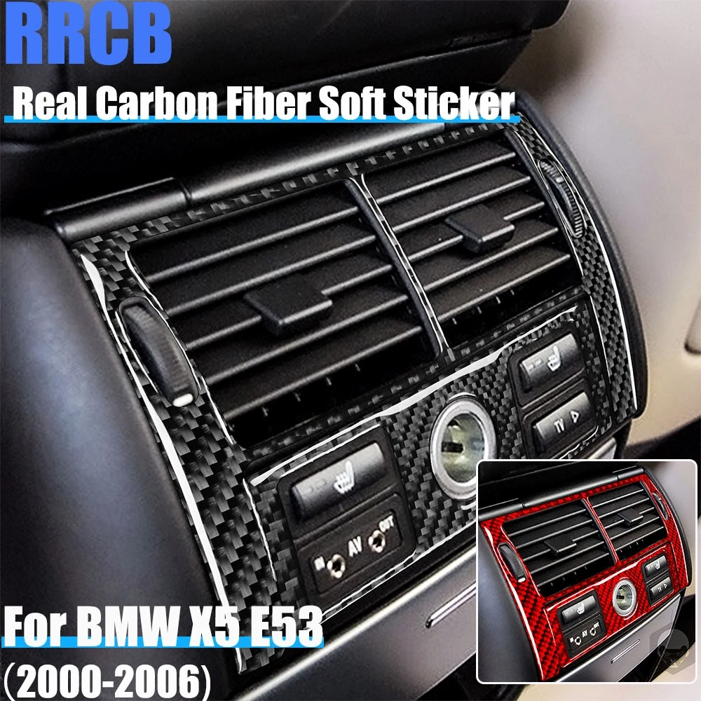 

Real Carbon Fiber Car Accessories Rear Center Air Vent Cover Soft Sticker For BMW X5 E53 2000 2001 2002 2003 2004 2005 2006