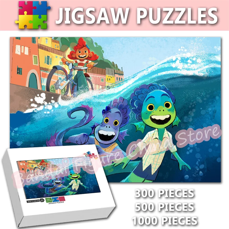 Disney Pixar Movie Assembling Jigsaw Puzzle Cartoon Anime Figures Luca Alberto Sea Monster Boys Print Puzzle for Kids Toys