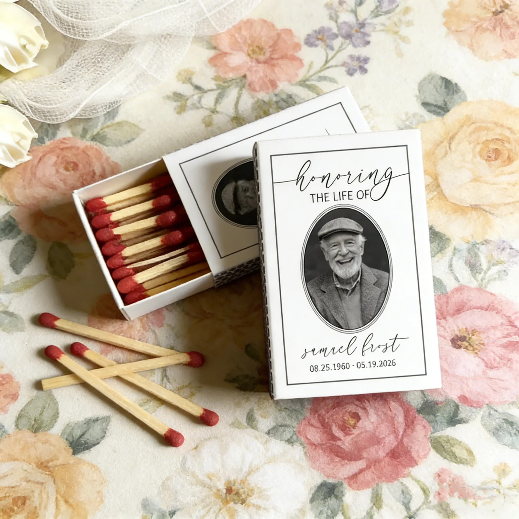 

Памятная коробочка для спичек с индивидуальной фотографией, персонализированные сувениры в память о жизни, погребальные сувениры для выражения соболезнования