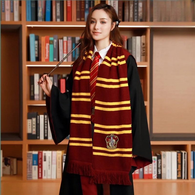 New Potter Gryffindor Long Scarf Ravencla Hermione Slytherin Hufflepuff Cosplay Scarf Winter Warmth Christmas Birthday Gift