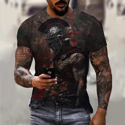 Men's T-Shirts Spartan Warrior Pattern 3D Print Tops Tees Summer Fashion Casual Streetwear Oversized Unisex T Shirt Men Clothing
