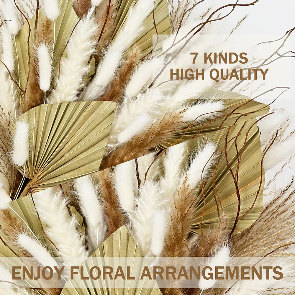 Bouquet di foglie di palma essiccate naturali Mix di ance di Pampa Rami eleganti Mazzo di fiori Decorazioni moderne per la casa di lusso Forniture per vasi di nozze