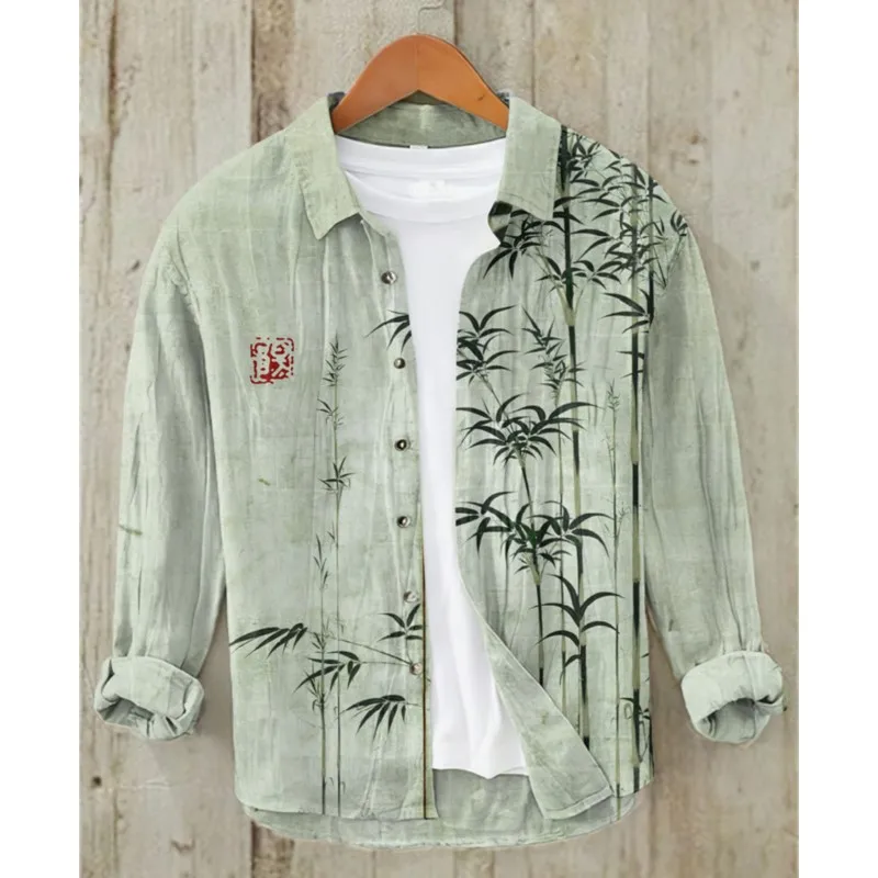 

2025 New Fashion Loose Men's Linen Shirt Vintage Style Design Shirts And Tops Long Sleeve Casual Large Size Shirts Ropa Barata