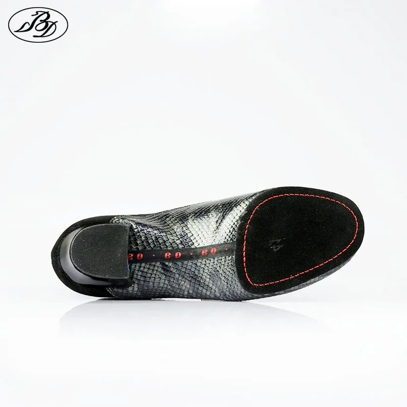 BD Men Latin Dance Shoes 445 Snake Pattern Patentsional Split Sole Latin Shoes for Practice and Completition Split Sole