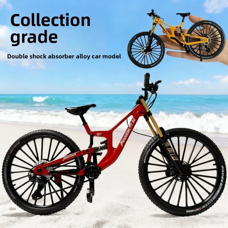 Alloy Mountain Bike Model, Realistic Gear Toy with Front and Rear Shock Absorbers, A Christmas Gift for Bike Enthusiasts