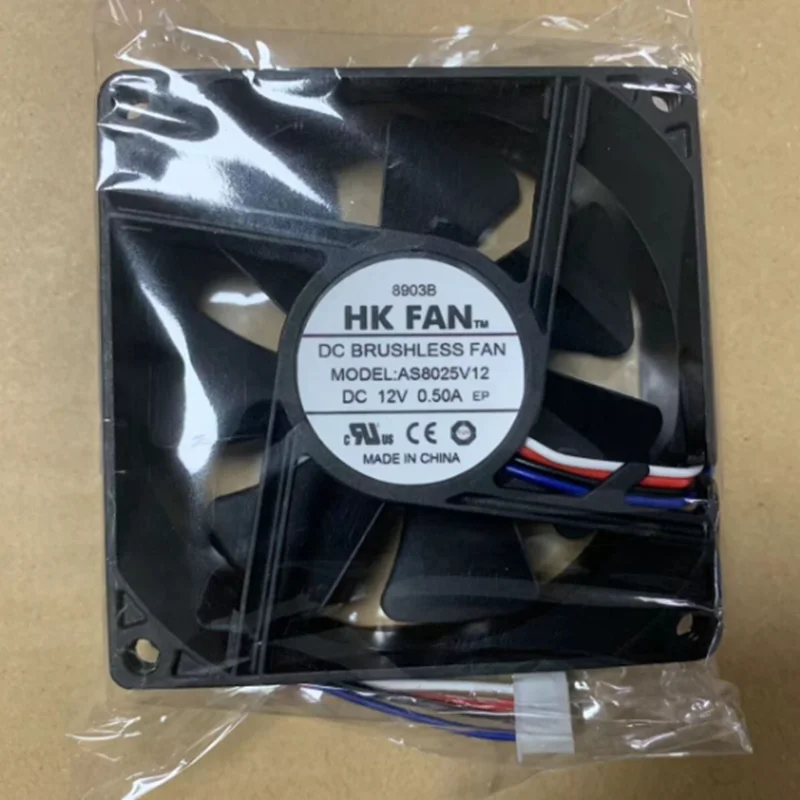 Fan AS8025V12 DC12V 0.50A 8025 80*25MM 4 Pin 6months Warranty