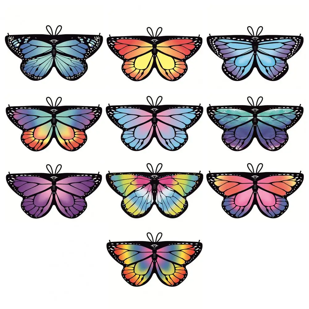 Kids Butterfly Wings Halloween Cape Vibrant Color Ultra-Light Dress Up Chiffon Butterfly Wings Toddler Cosplay Costume for Kids