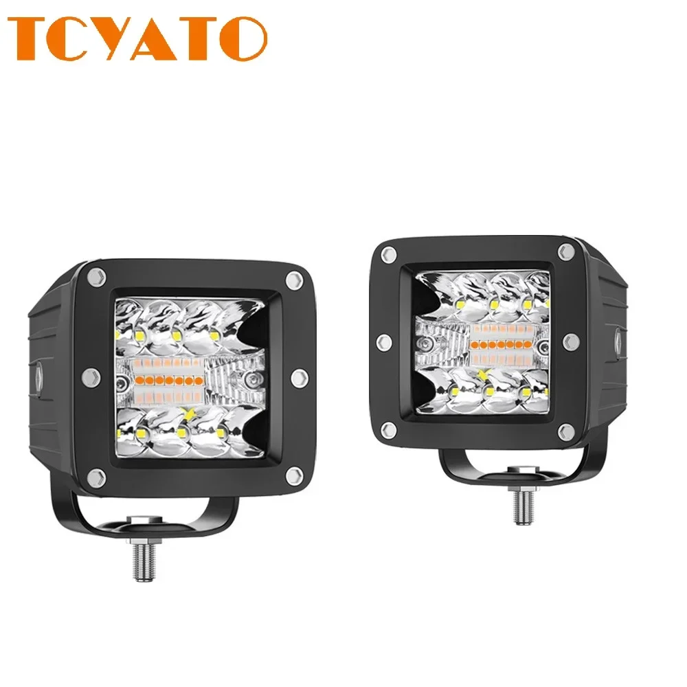 

TCYATO 3-дюймовый бело-желтый двухцветный комплект внедорожных фонарей с 6 режимами, небольшие прожекторы на А-образной стойке