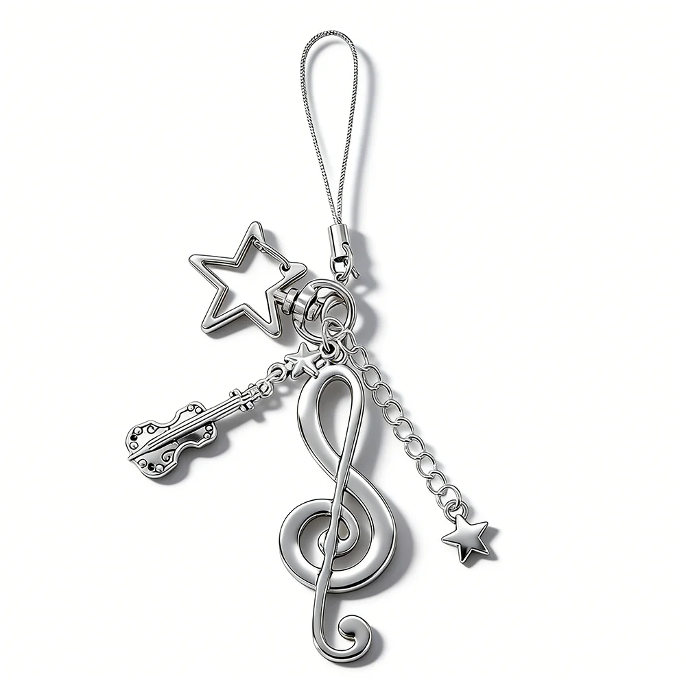 

Creative Musical Note Violin Keychain Stars Clasp Music Symbol Keyring for Women Handbag Backpack Gifts