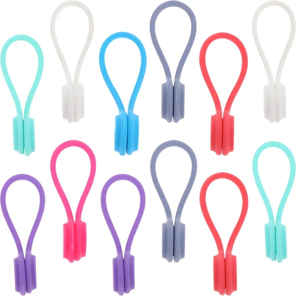 

12Pcs Silicone Cable Ties Cord Colored Cable Organizers Magnetic Cord Keepers Home Cable Holders magnetic cable winders