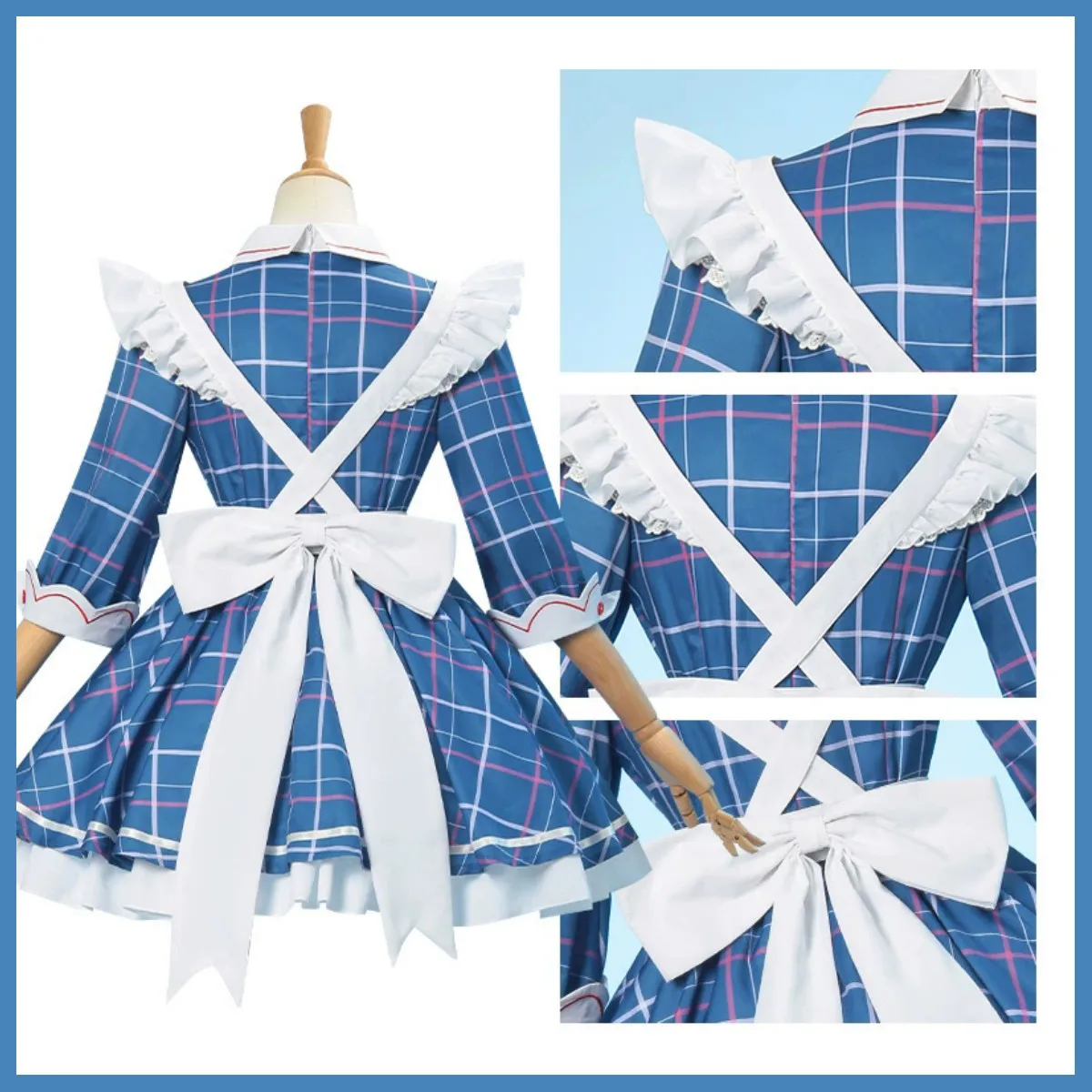 Game Arknights Amiya Cosplay Costume Caster White Rabbit Creamy Candy Blue White Lolita Skirt Wig Ear Woman Cute Christmas Suit view 5