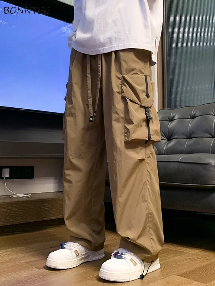 

Casual Pants Men Daily Loose Outdoor All-match Japanese Style Chic Fashion Comfortable Pockets Cargo Long Prevalent Drawstring